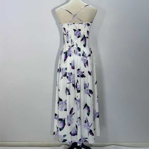Banana Republic white and purple floral dress with pockets - Picture 2 of 6